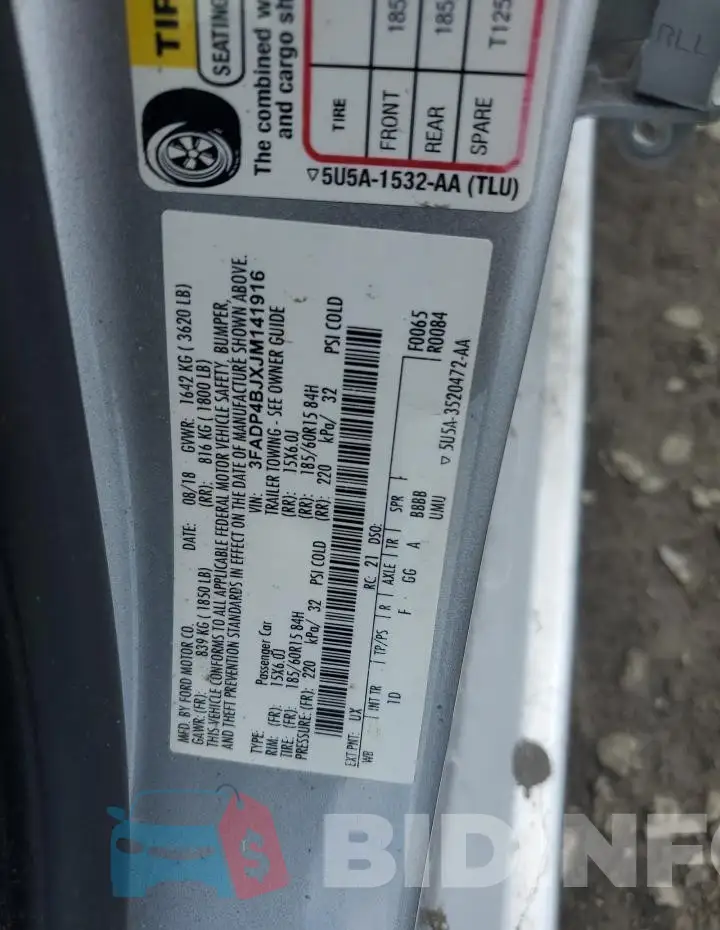 3FADP4BJXJM141916 Photo# 12
