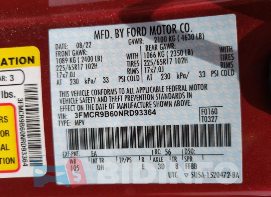 3FMCR9B60NRD93364 Photo# 13