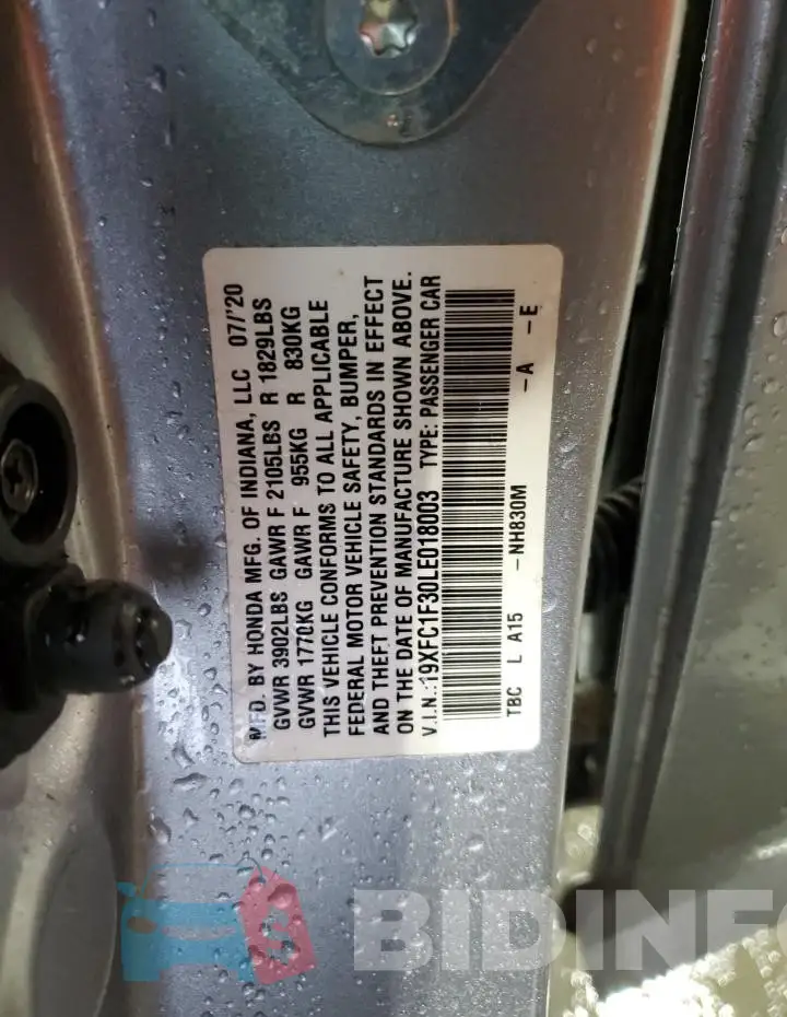 19XFC1F30LE018003 Photo# 12