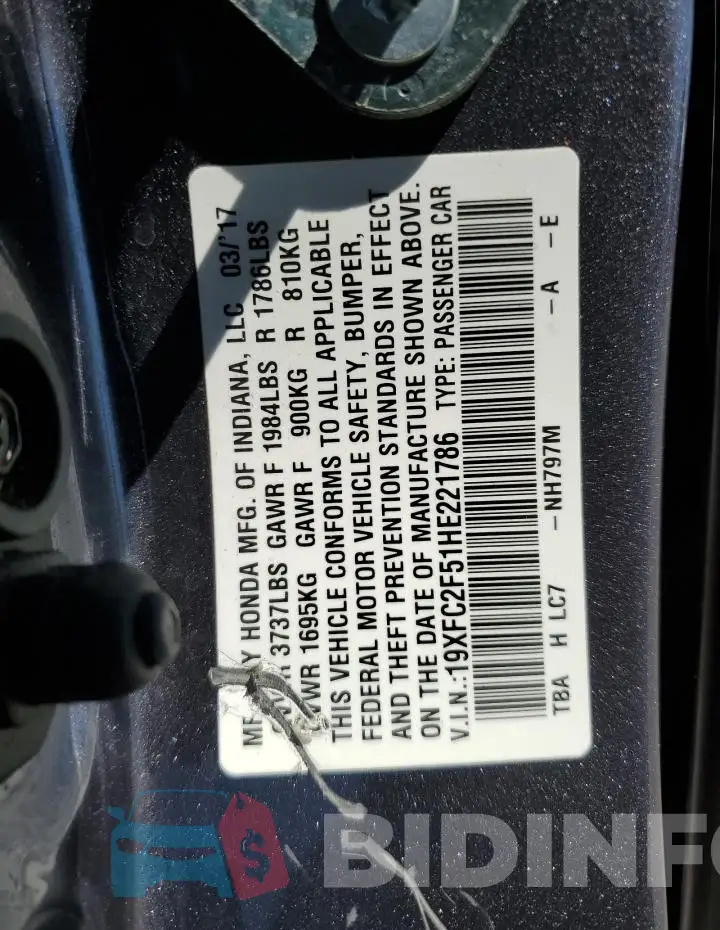 19XFC2F51HE221786 Photo# 12
