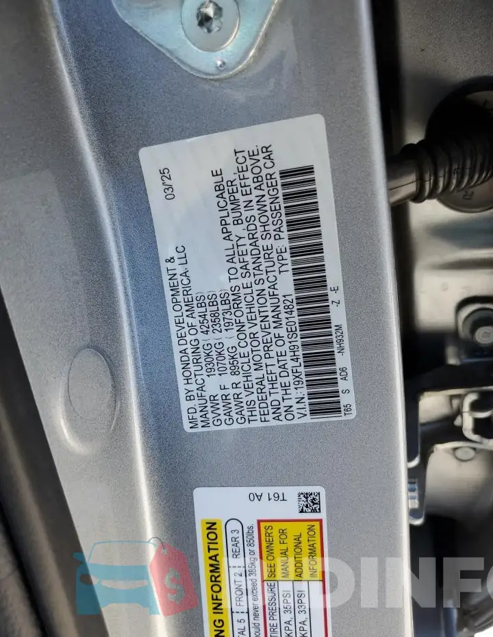 19XFL4H91SE014821 Photo# 12