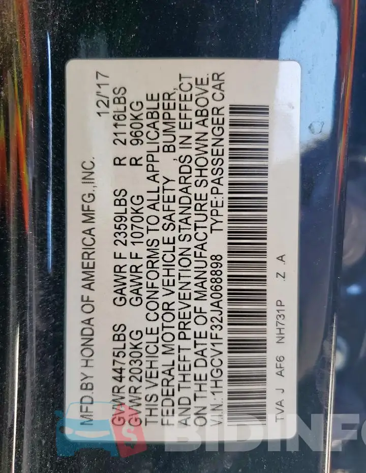1HGCV1F32JA068898 Photo# 13