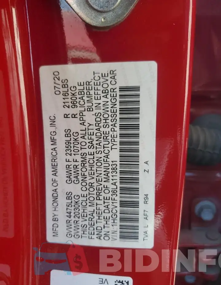1HGCV1F36LA113831 Photo# 12