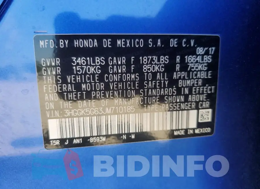 3HGGK5G63JM710185 Photo# 13
