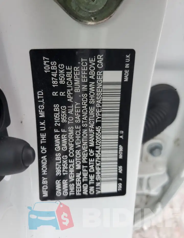 SHHFK7H54JU205545 Photo# 12