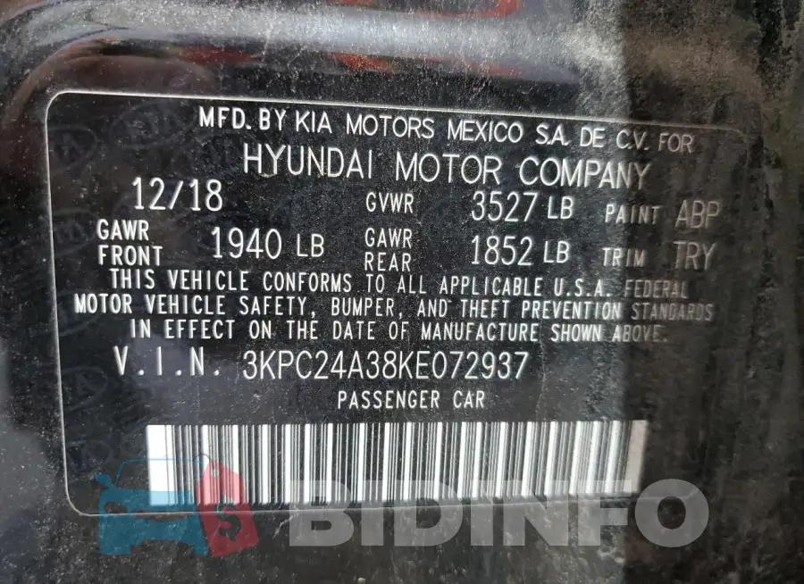 3KPC24A38KE072937 Photo# 13