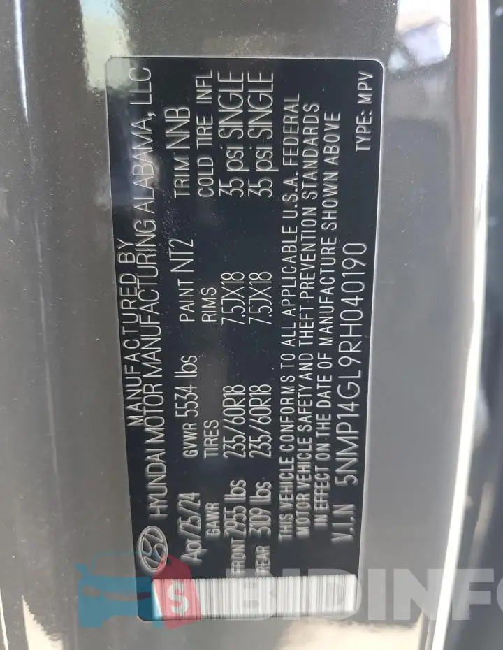 5NMP14GL9RH040190 Photo# 13