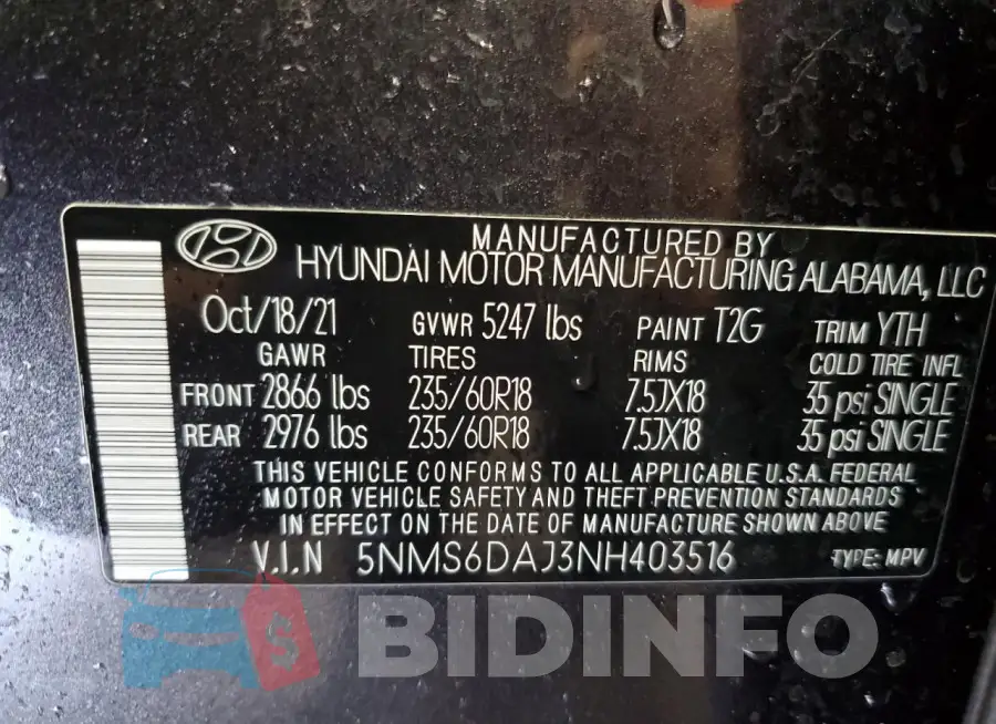 5NMS6DAJ3NH403516 Photo# 14
