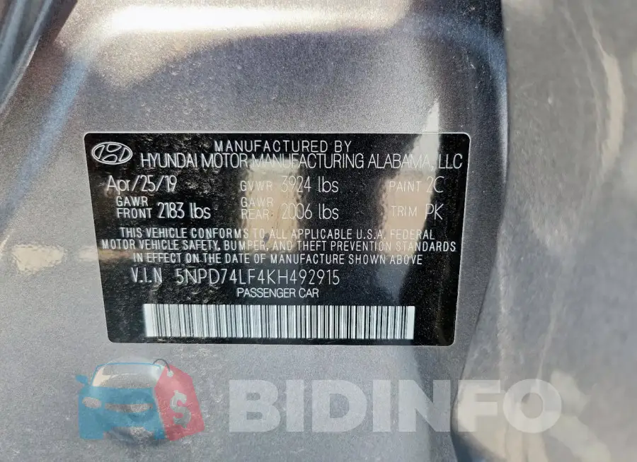 5NPD74LF4KH492915 Photo# 12