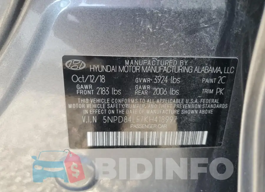 5NPD84LF7KH418997 Photo# 12