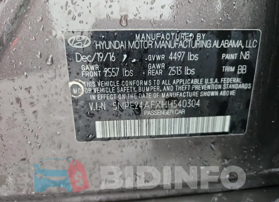 5NPE24AFXHH540304 Photo# 13