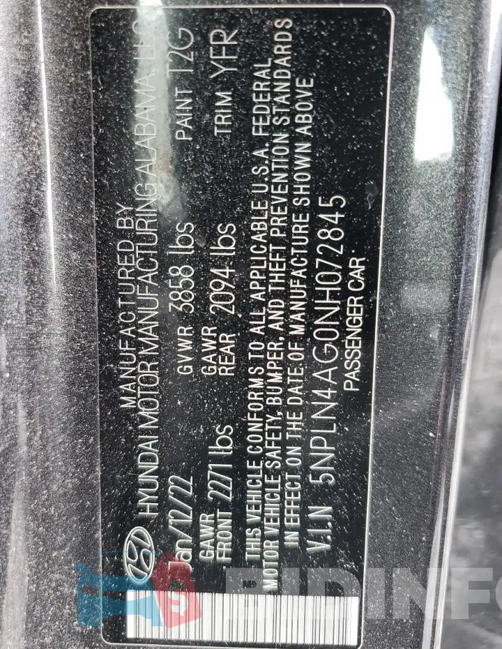 5NPLN4AG0NH072845 Photo# 12