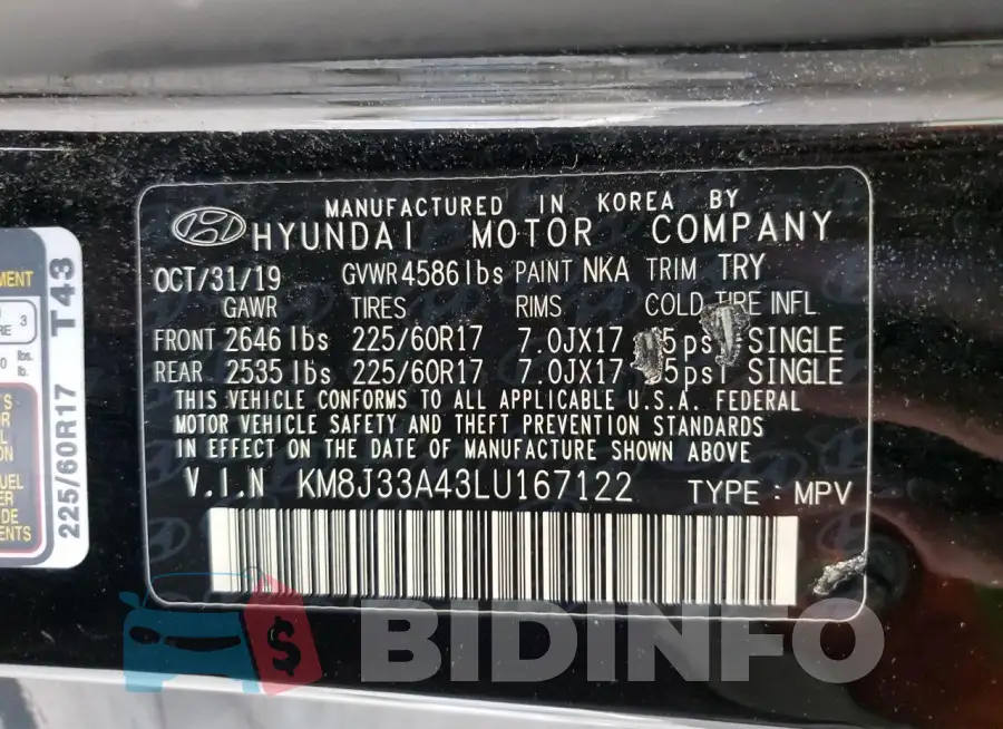KM8J33A43LU167122 Photo# 13
