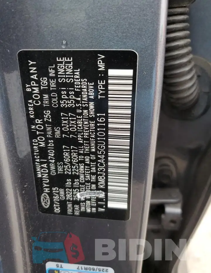 KM8J3CA45GU101161 Photo# 13