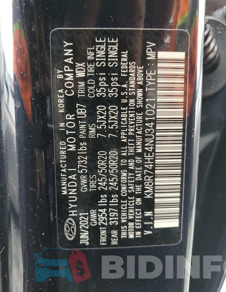 KM8R74HE4NU341021 Photo# 14