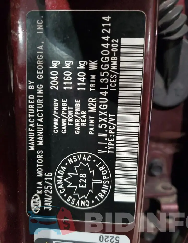 5XXGU4L35GG044214 Photo# 12