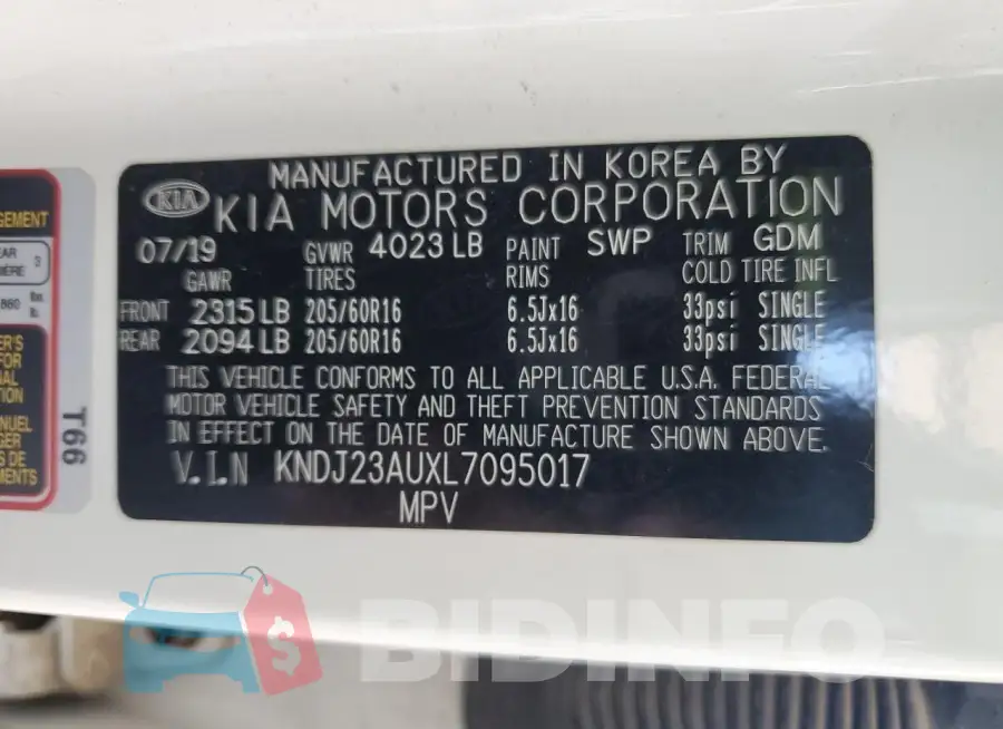 KNDJ23AUXL7095017 Photo# 12