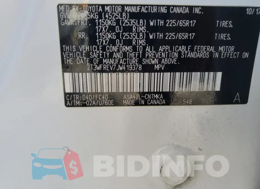 2T3WFREV7JW419378 Photo# 13