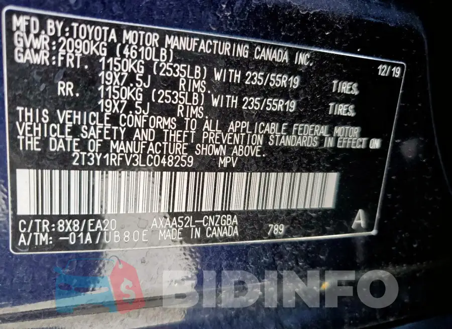 2T3Y1RFV3LC048259 Photo# 14