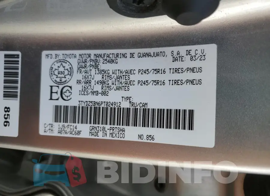 3TYDZ5BN6PT024912 Photo# 12