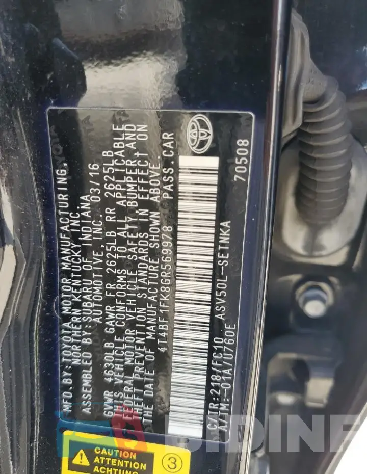 4T4BF1FK8GR569978 Photo# 13