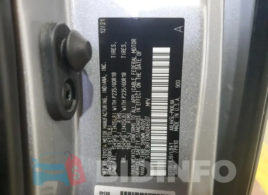 5TDESKFC6NS048507 Photo# 14