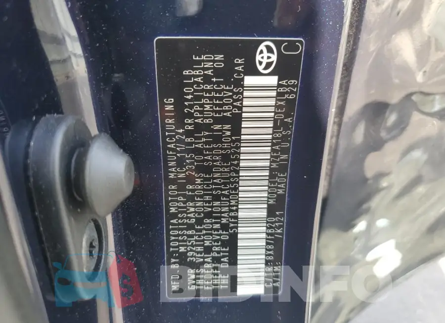 5YFB4MDE5SP245251 Photo# 12