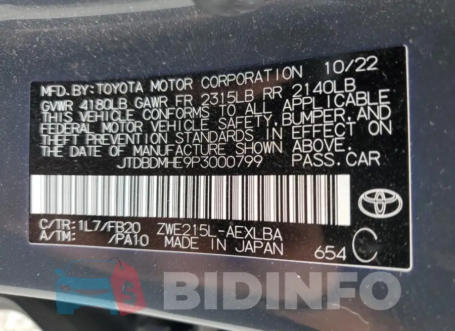 JTDBDMHE9P3000799 Photo# 12