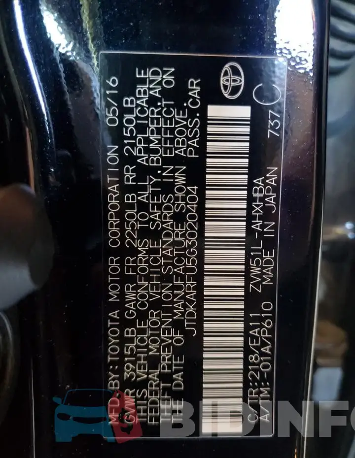 JTDKARFU5G3020404 Photo# 12