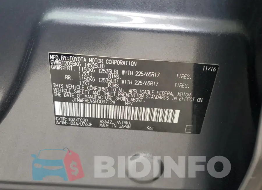 JTMWFREV6HD097128 Photo# 13