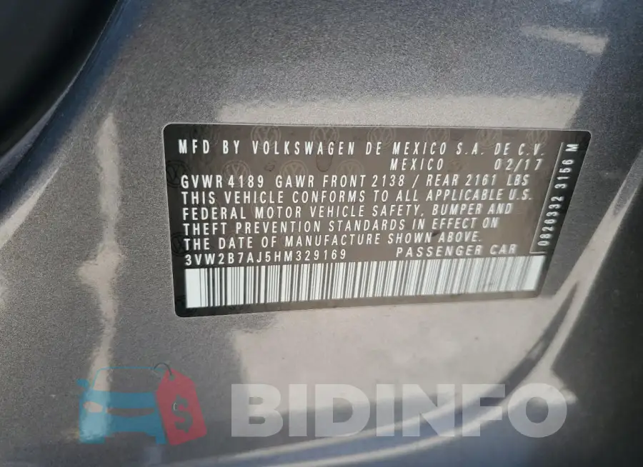 3VW2B7AJ5HM329169 Photo# 12