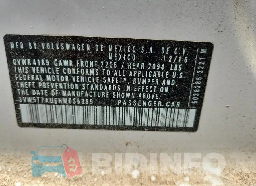 3VW5T7AU6HM035395 Photo# 12