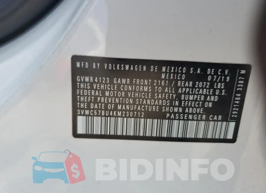 3VWC57BU4KM230712 Photo# 12