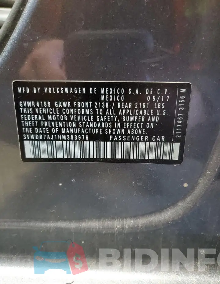 3VWDB7AJ1HM393976 Photo# 12