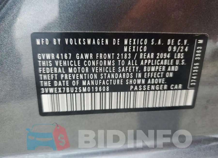 3VWEX7BU2SM019608 Photo# 12