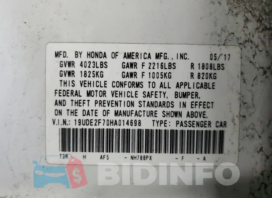 19UDE2F70HA014698 Photo# 12