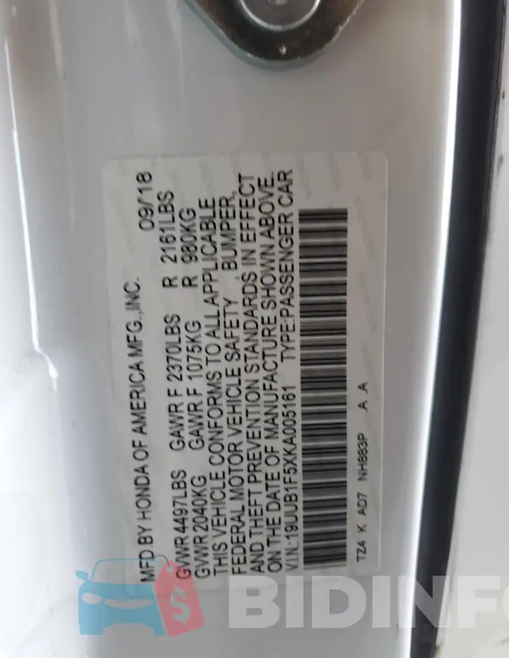 19UUB1F5XKA005161 Photo# 12