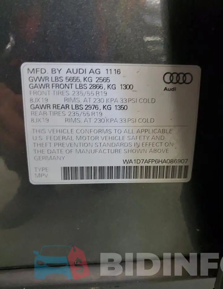 WA1D7AFP6HA086907 Photo# 13