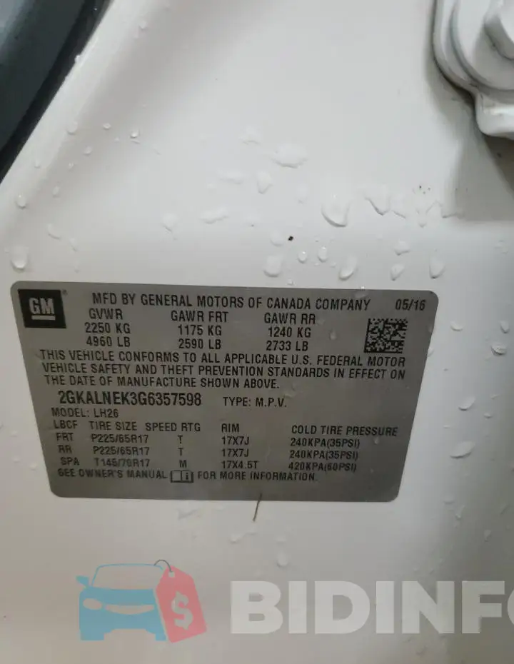 2GKALNEK3G6357598 Photo# 13