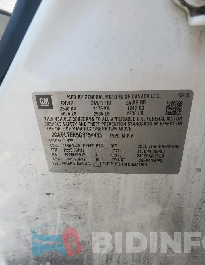 2GKFLTEK5G6154433 Photo# 13