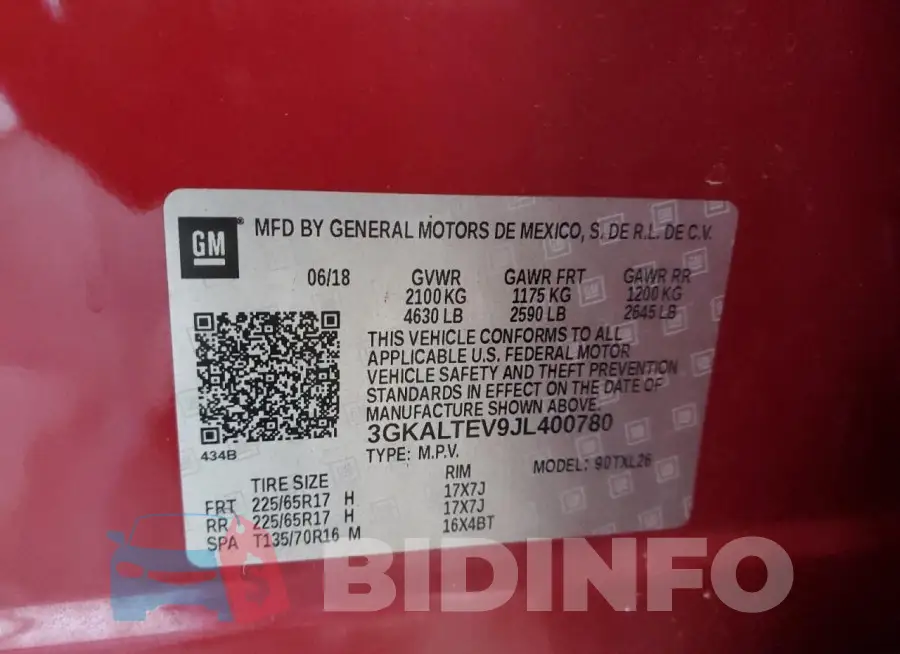 3GKALTEV9JL400780 Photo# 13