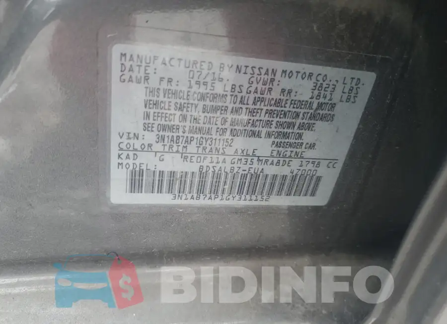 3N1AB7AP1GY311152 Photo# 12