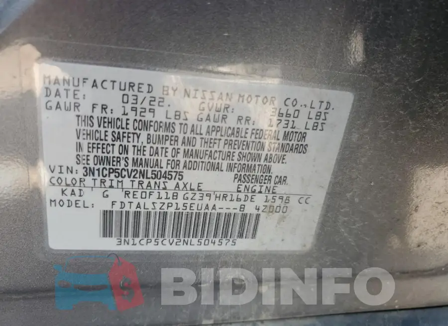 3N1CP5CV2NL504575 Photo# 12