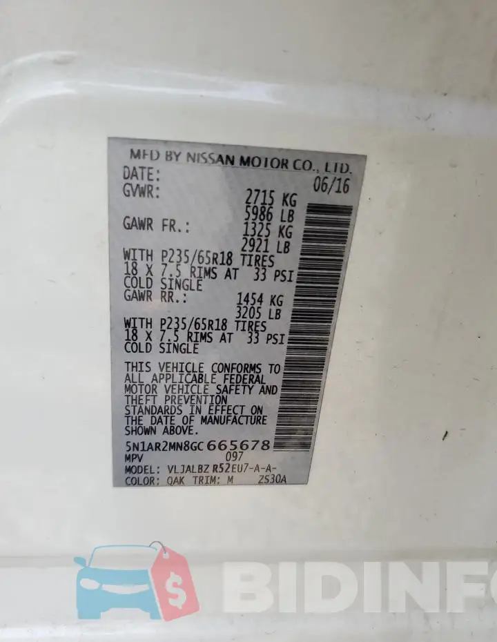 5N1AR2MN8GC665678 Photo# 13