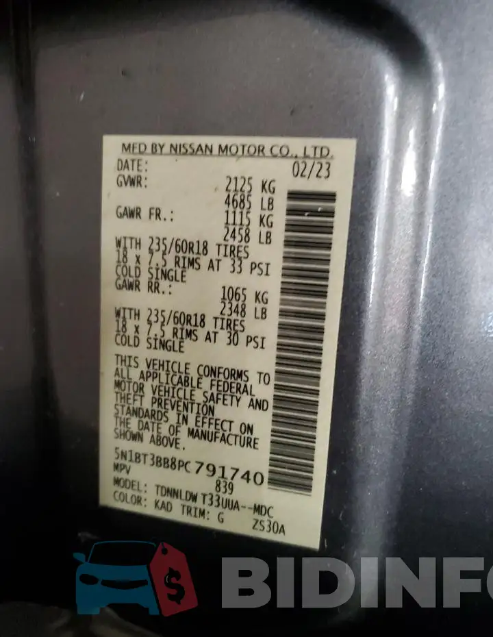 5N1BT3BB8PC791740 Photo# 14