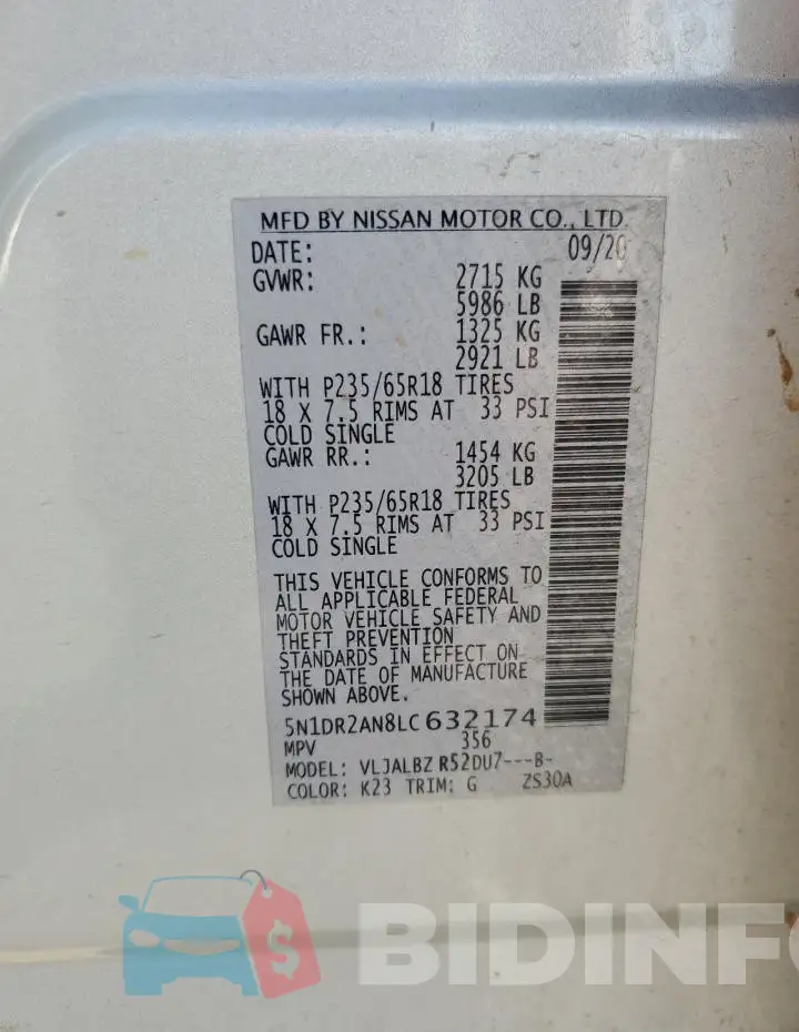 5N1DR2AN8LC632174 Photo# 12