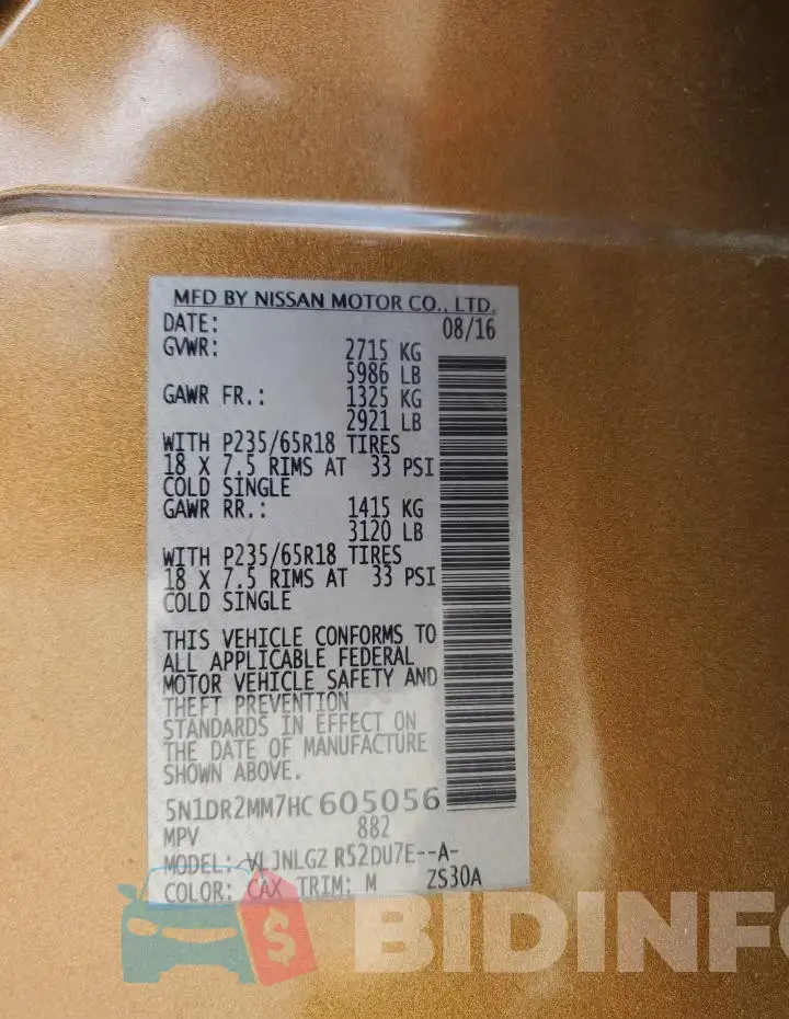 5N1DR2MM7HC605056 Photo# 13