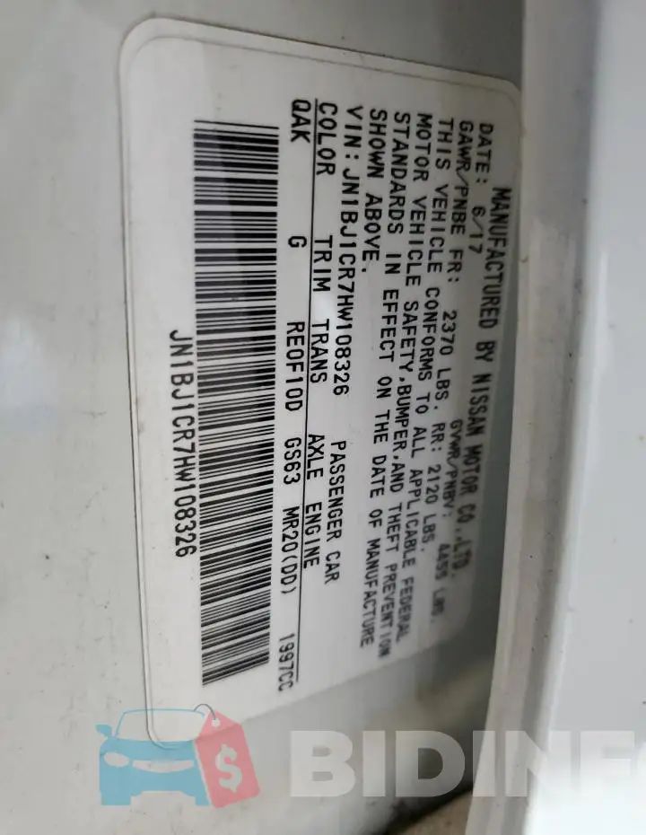 JN1BJ1CR7HW108326 Photo# 13