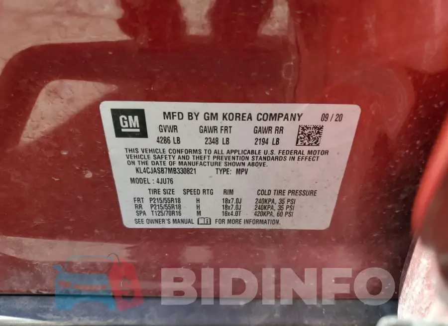 KL4CJASB7MB330821 Photo# 13