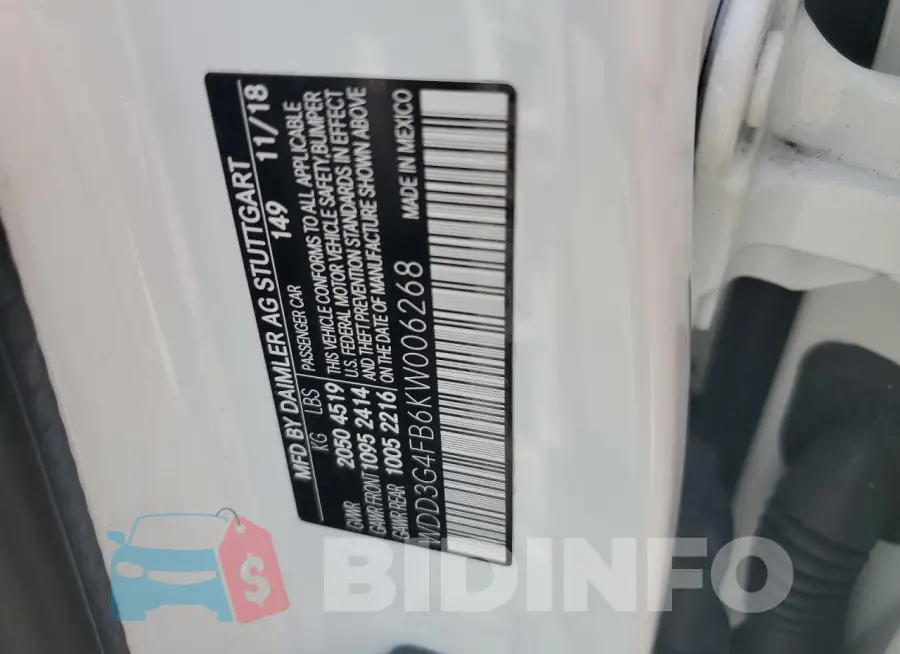 WDD3G4FB6KW006268 Photo# 12